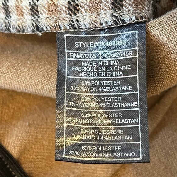 Cupcakes and Cashmere 'Camille' pull-on pants plaid elastic waist small tan navy - Picture 10 of 11